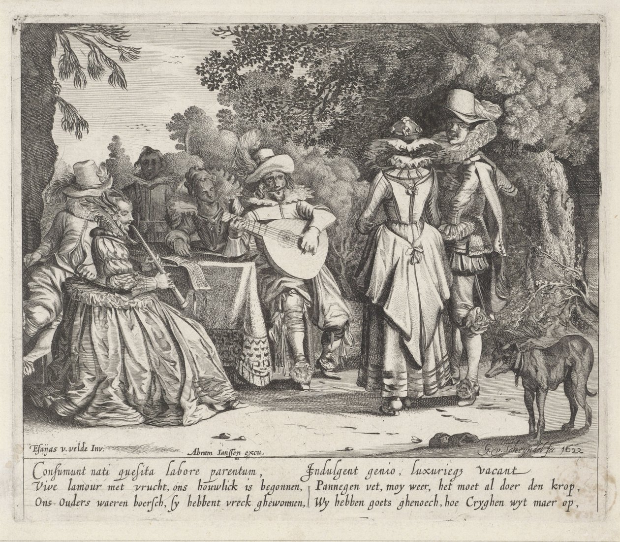 Elegancka, muzyczna firma w plenerze autorstwa Gillis van Scheyndel (I)