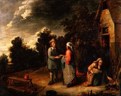 Chłopi przy chacie autorstwa Gillis van Tilborgh