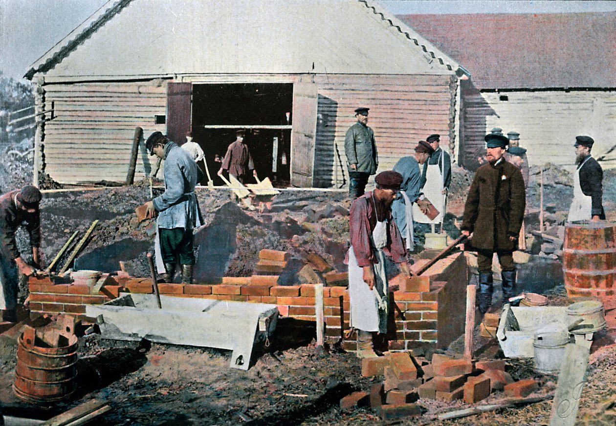 Budowniczowie poza Moskwą, Rosja, c1890 autorstwa Gillot
