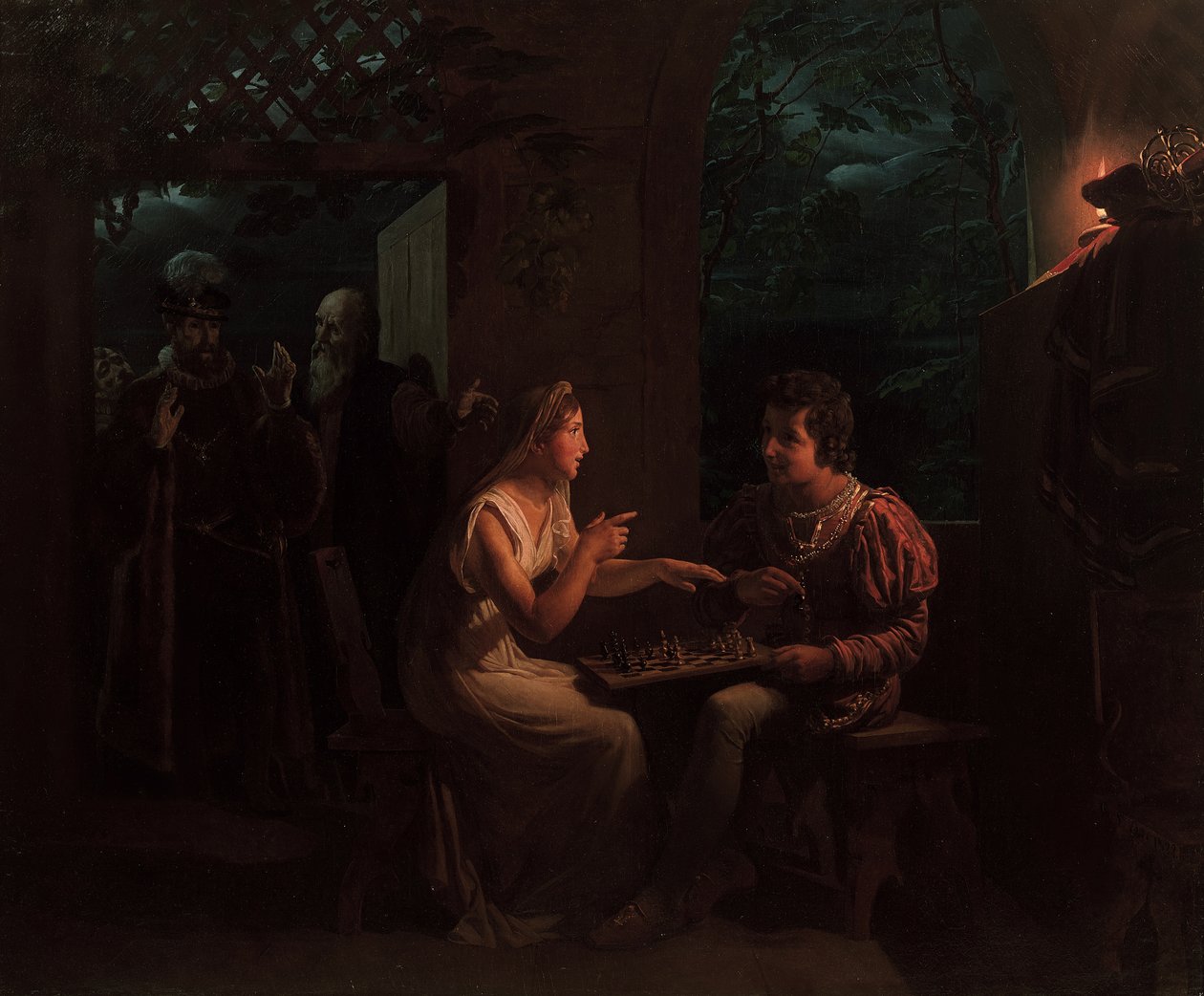 Ferdynand i Miranda grają w szachy, 1822. autorstwa Gillot Saint-Evre