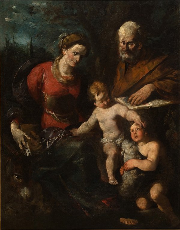 św. Anna, Joachim i Jan Chrzciciel z Dzieciątkiem Jezus autorstwa Gioacchino Assereto