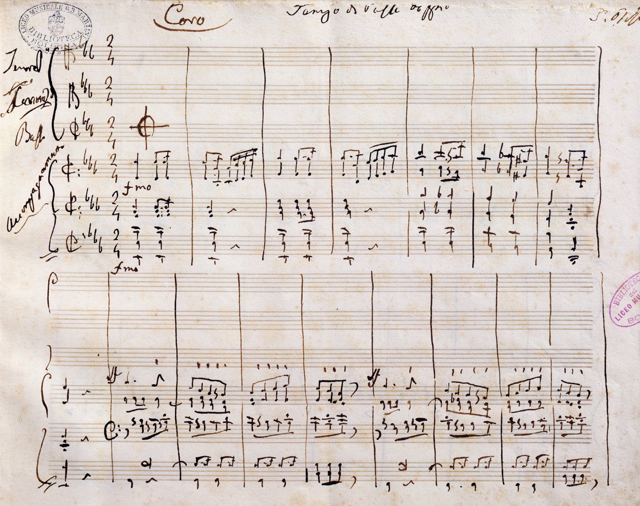 Odręczna partytura Gioacchino Rossiniego (1792-1868) autorstwa Gioachino Rossini
