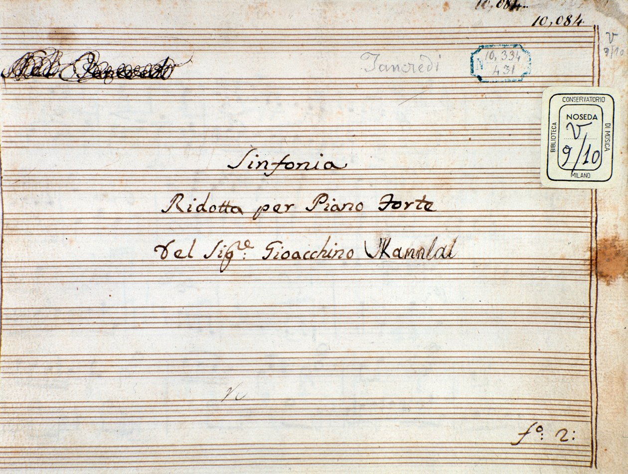 Nuty do symfonii zredukowanej na fortepian Tancrediego, opera Gioacchino Rossiniego autorstwa Gioachino Rossini
