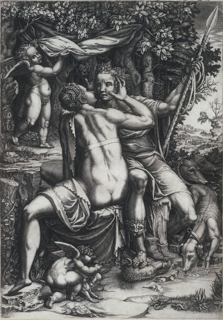 Wenus i Adonis autorstwa Giorgio Ghisi
