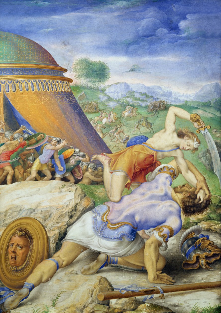 Dawid i Goliat, ok. 1557-61 autorstwa Giorgio Giulio Clovio
