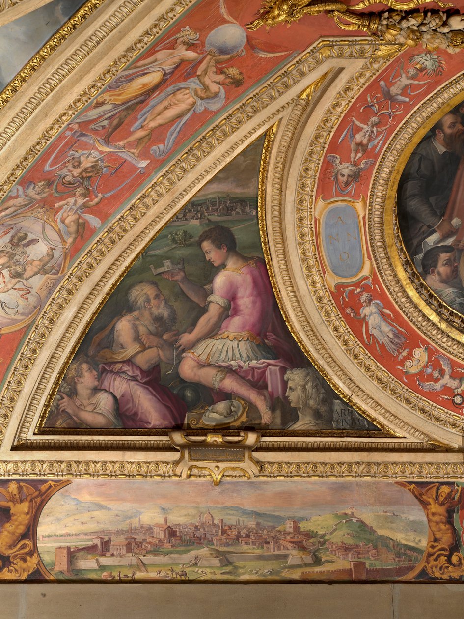 Alegoria Arezzo; na dole widok na Florencję autorstwa Giorgio Vasari