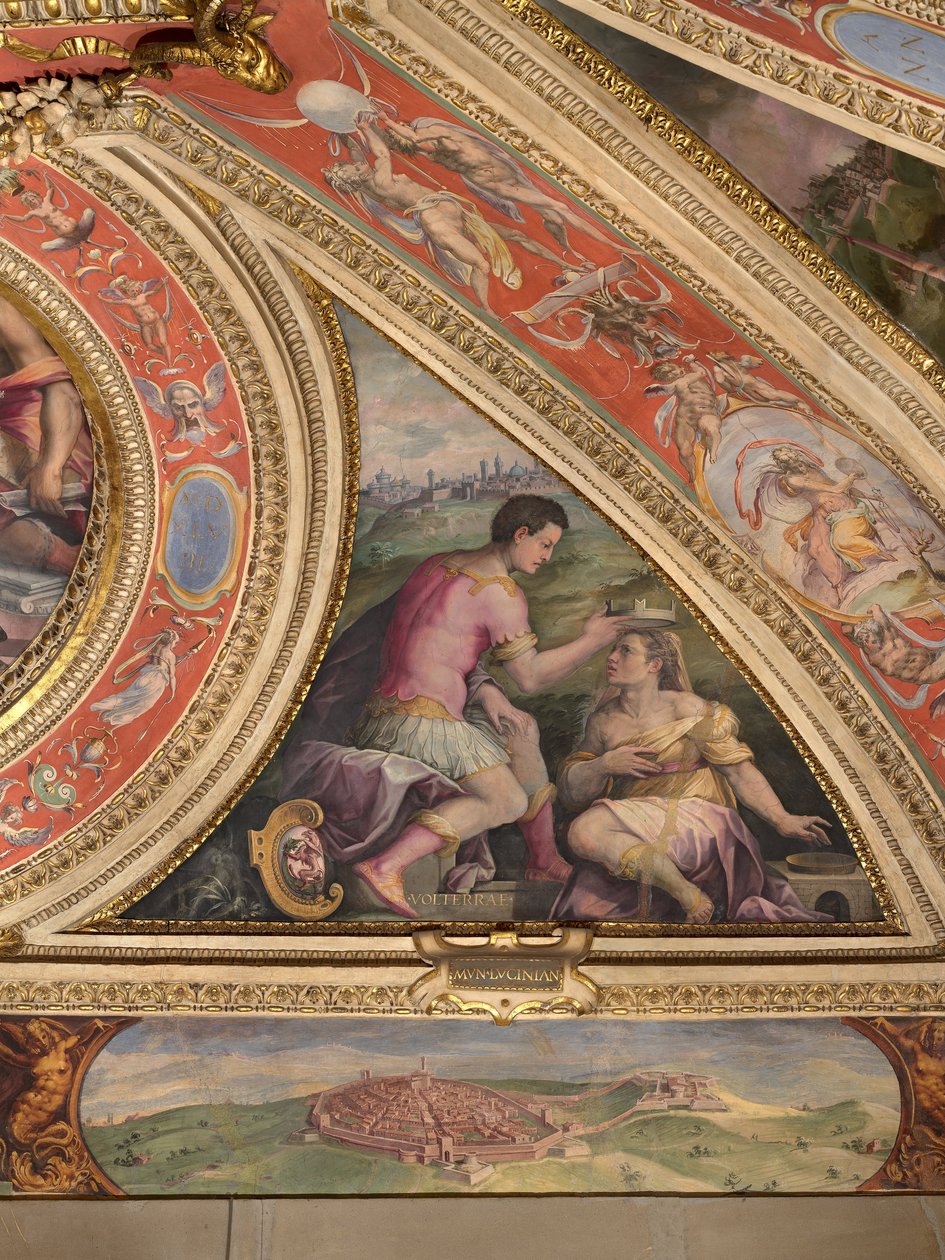 Alegoria Volterry; na dole widok na Lucignano autorstwa Giorgio Vasari