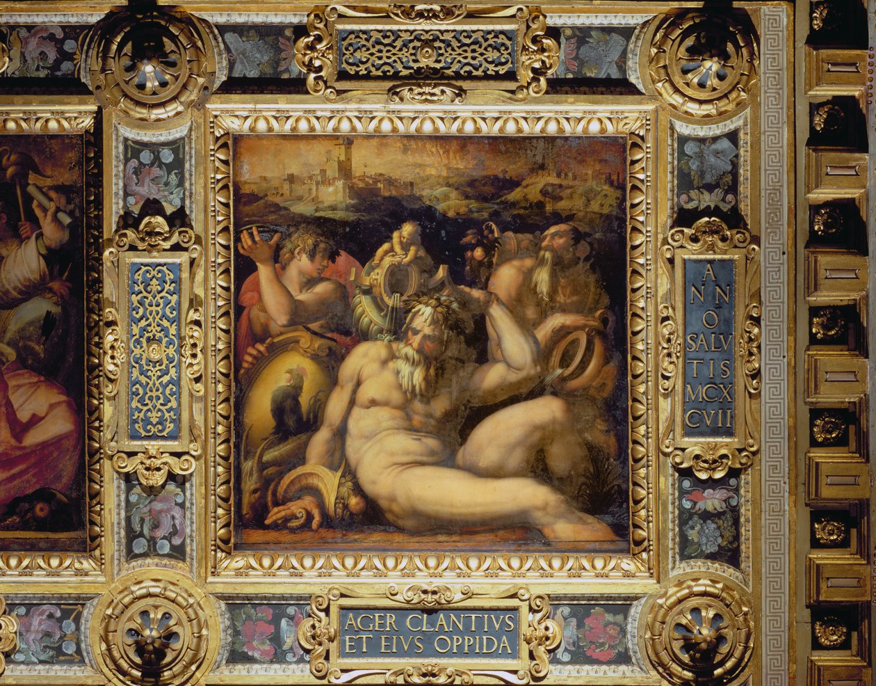 Alegoria regionu Chianti ze stropu Salone dei Cinquecento, 1565 (panel) autorstwa Giorgio Vasari