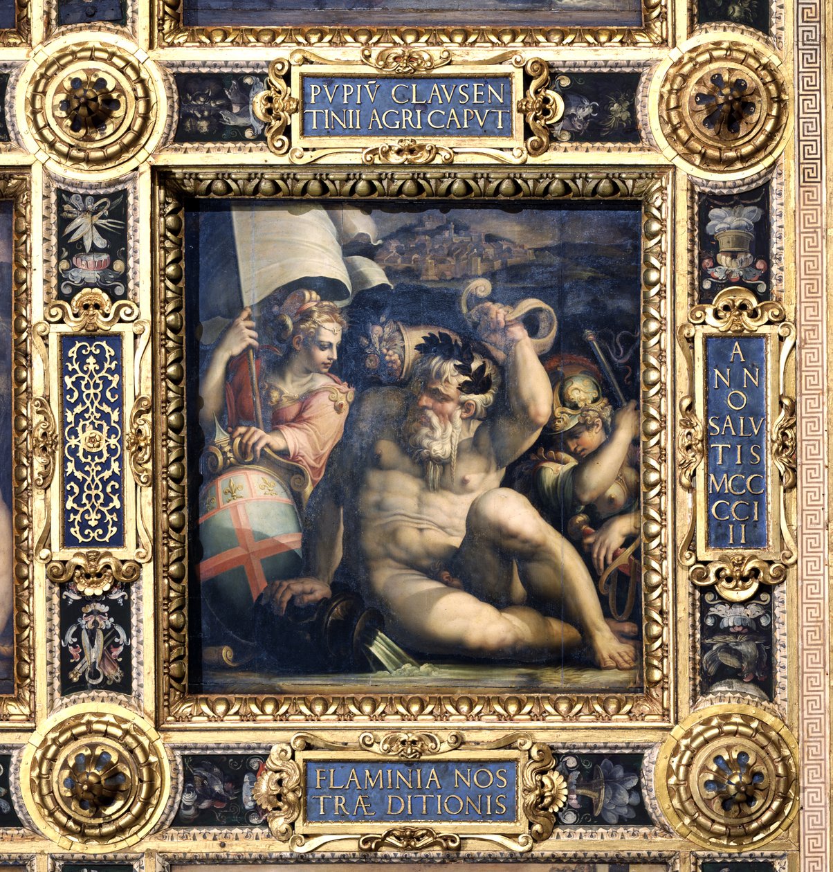 Alegoria regionu Romagna z sufitu Salone dei Cinquecento, 1565 (panel) autorstwa Giorgio Vasari
