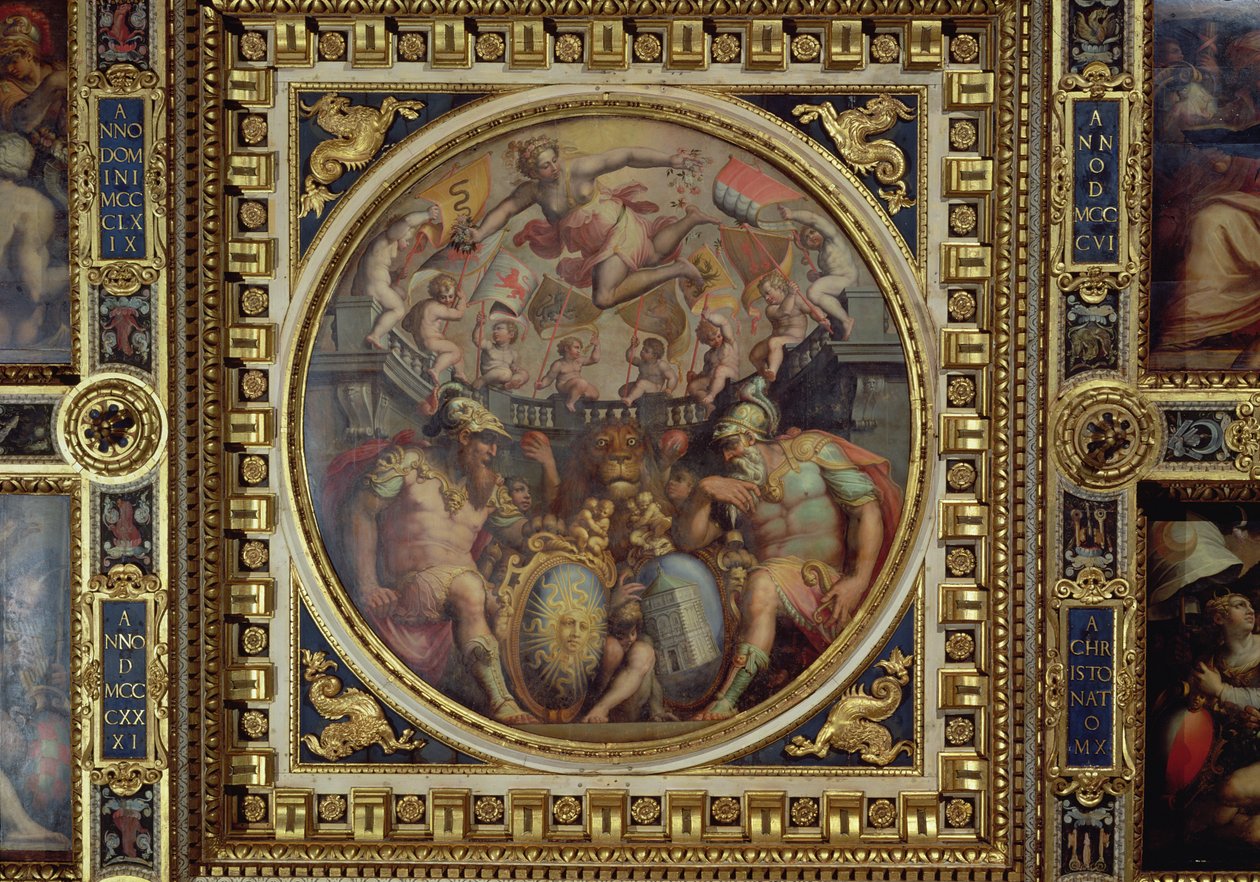 Alegoria dzielnic San Giovanni i Santa Maria Novella z sufitu Sala dei Cinquecento, 1565 (panel) autorstwa Giorgio Vasari
