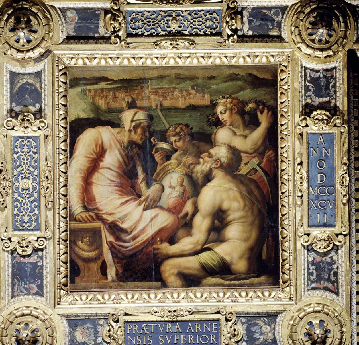 Alegoria wsi San Giovanni Valdarno z sufitu Salone dei Cinquecento, 1565 (panel) autorstwa Giorgio Vasari