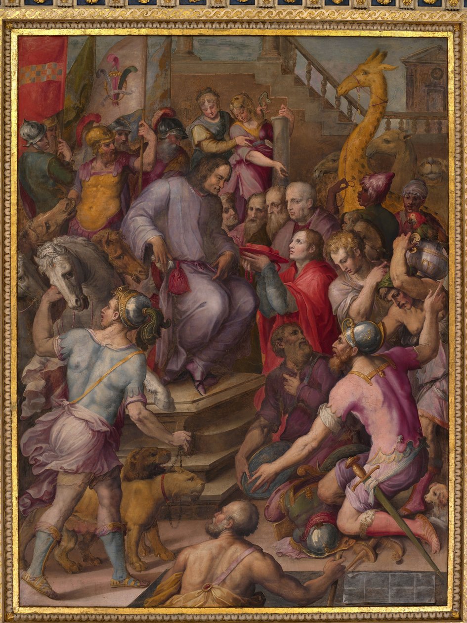 Lorenzo Wspaniały otrzymuje hołd ambasadorów autorstwa Giorgio Vasari