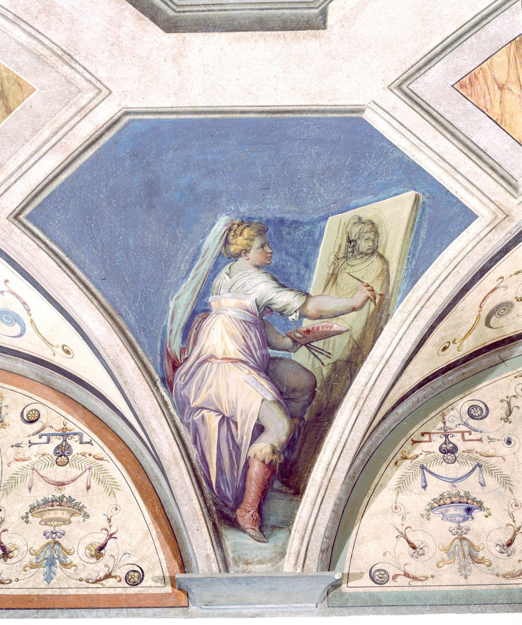 Malarstwo, Cztery sztuki, Peduccio, Camera della Fama, 1542 autorstwa Giorgio Vasari