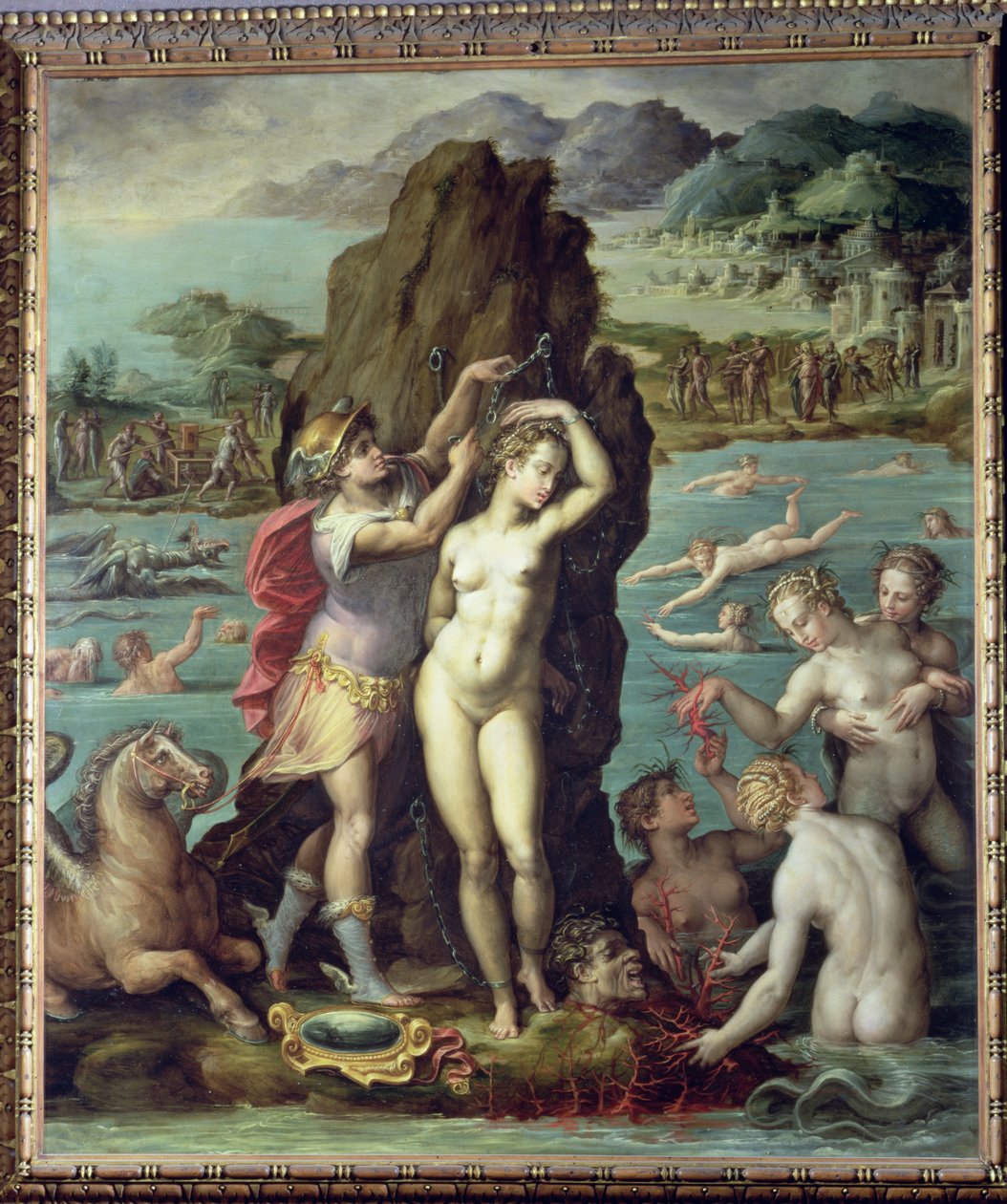 Perseusz i Andromeda, 1572 (olej na łupku) autorstwa Giorgio Vasari