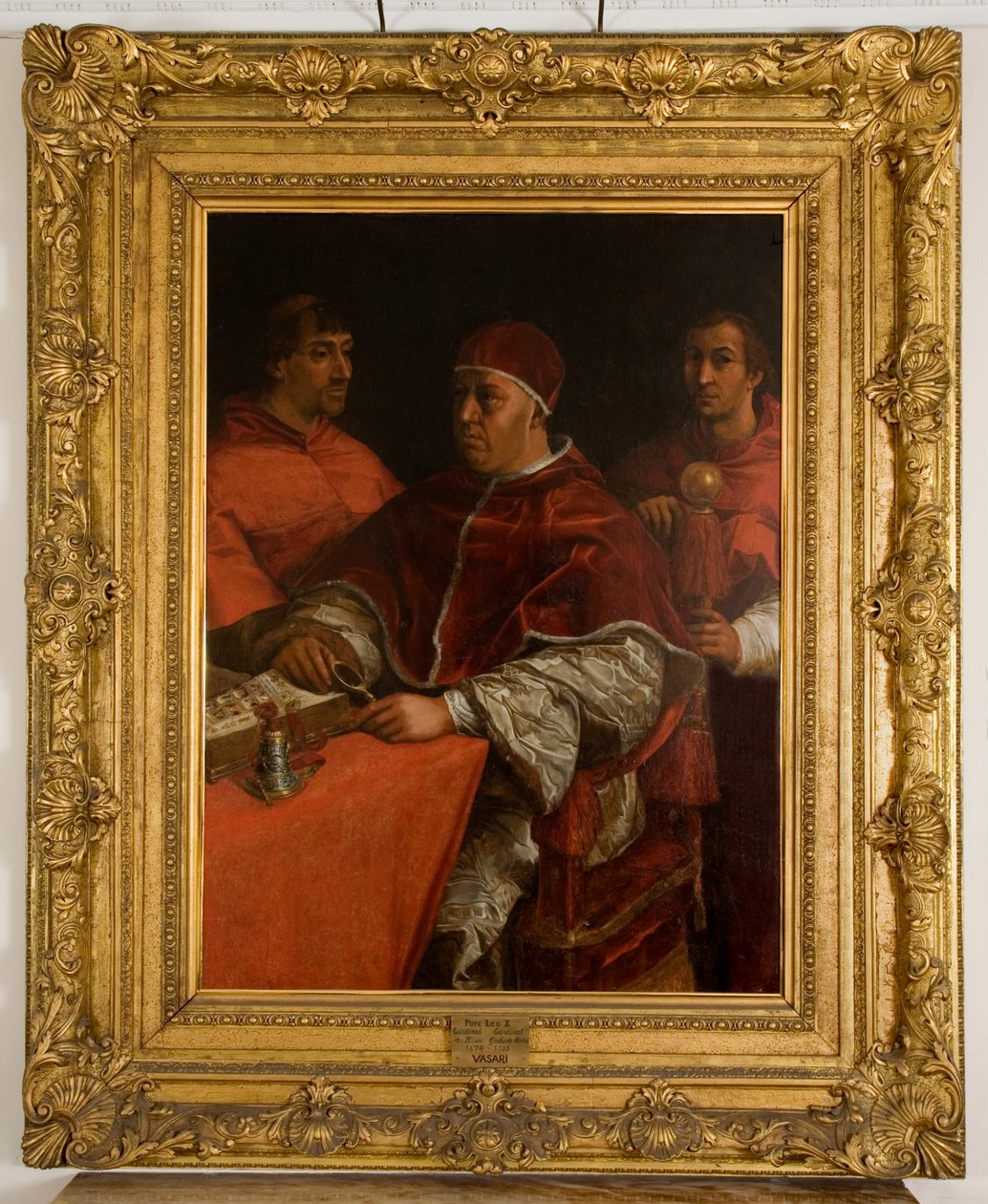 Papież Leon X z dwoma kardynałami, według Rafaela autorstwa Giorgio Vasari