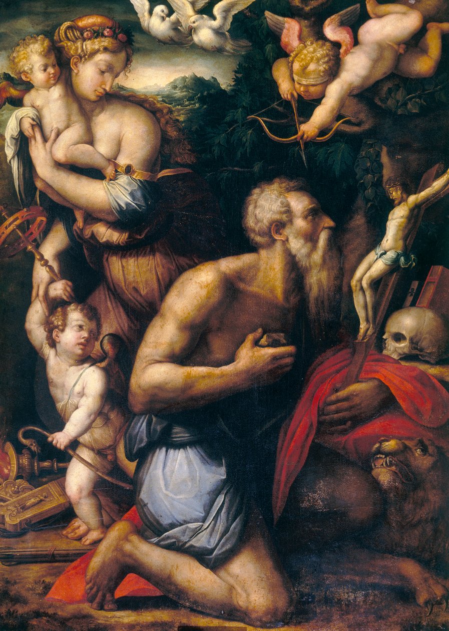 Kuszenie św. Hieronima autorstwa Giorgio Vasari