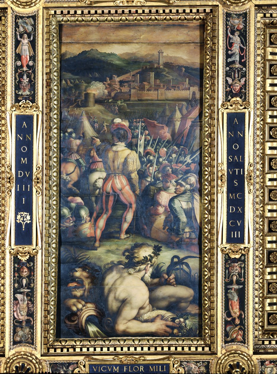 Schwytanie Vicopisano z sufitu Salone dei Cinquecento, 1565 (panel) autorstwa Giorgio Vasari