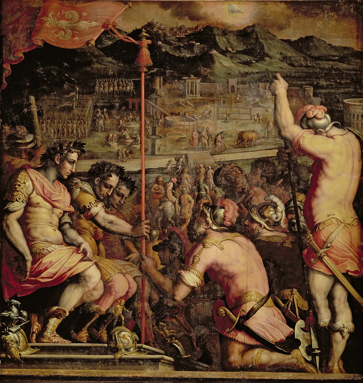 Założenie Florencji ze stropu Salone dei Cinquecento, 1565 (panel) autorstwa Giorgio Vasari