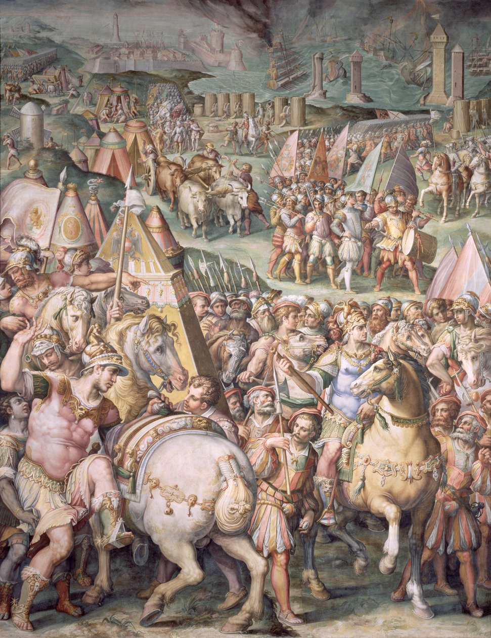Oblężenie Livorno przez Maksymiliana I (1459-1519) z Salone dei Cinquecento, 1555-72 autorstwa Giorgio Vasari