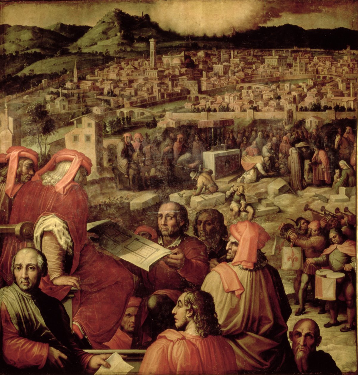 Rozbudowa Florencji z sufitu Salone dei Cinquecento autorstwa Giorgio (and workshop) Vasari