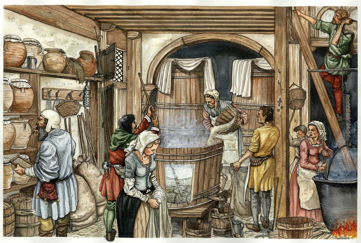 Średniowiecze: fabryka piwa (browar) autorstwa Giorgio Albertini