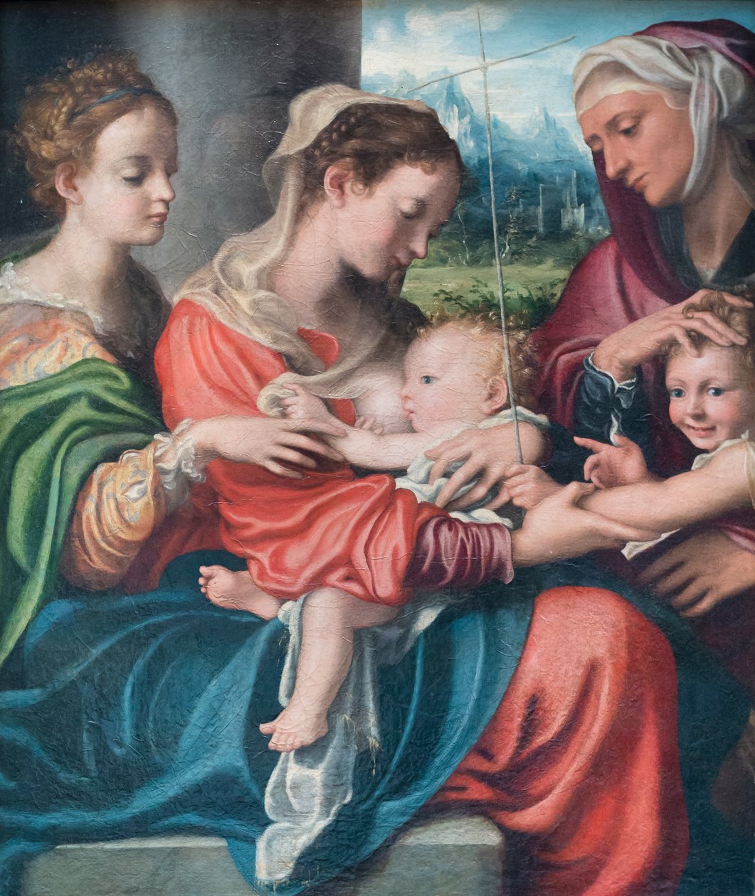 Madonna karmiąca Dzieciątko, młody św. Jan, św. Maria Magdalena i Elżbieta, ok. 1530 (olej na płótnie) autorstwa Giorgio Gandini del Grano