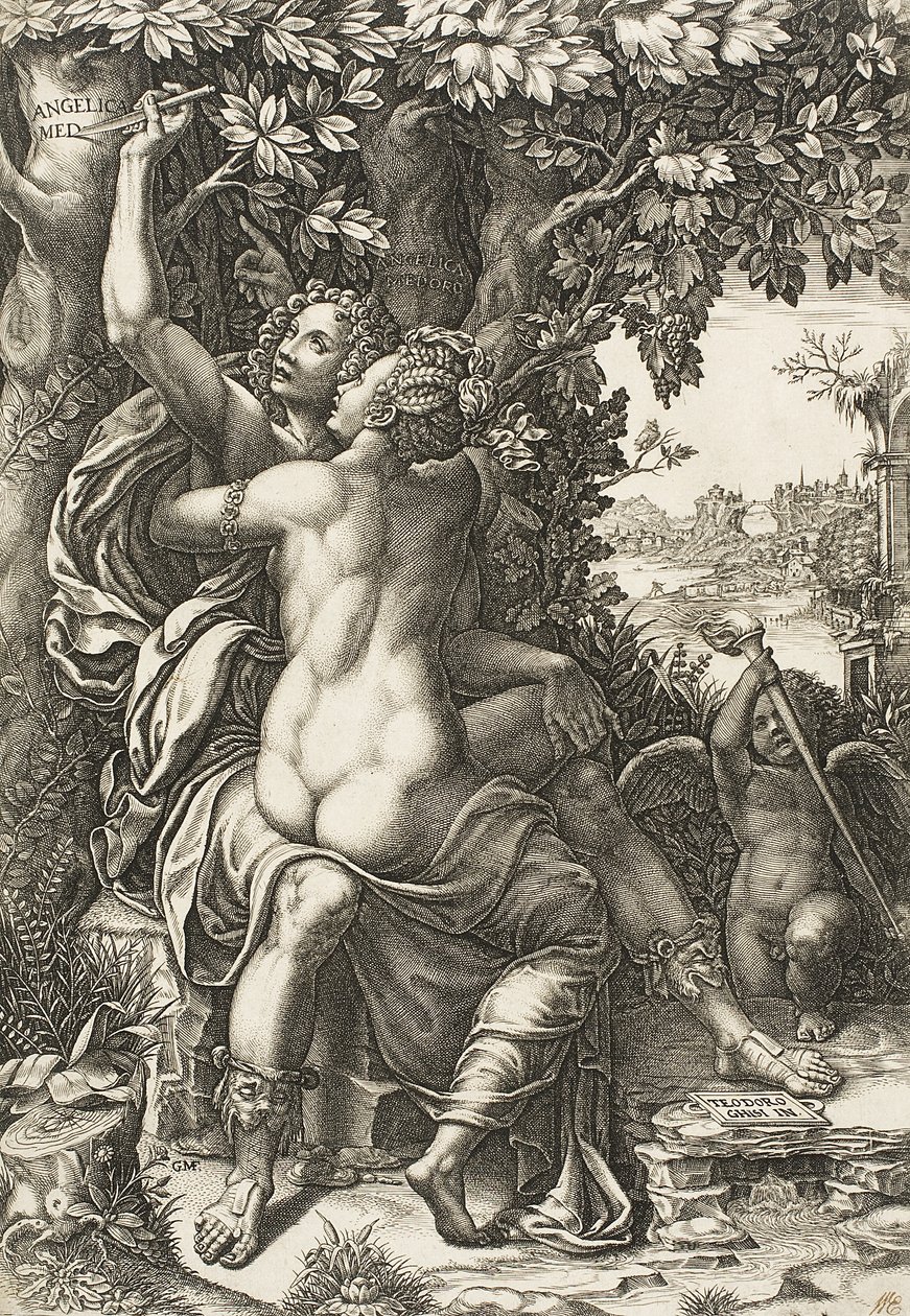Angelica i Medoro, ok.1570 autorstwa Giorgio Ghisi