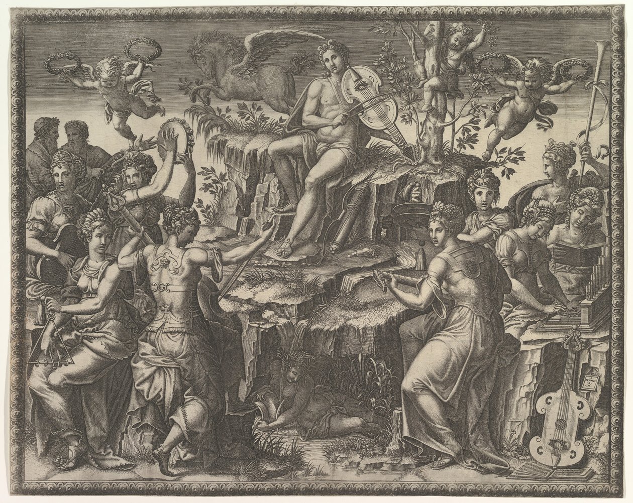Apollo i muzy, ca. 1557. autorstwa Giorgio Ghisi