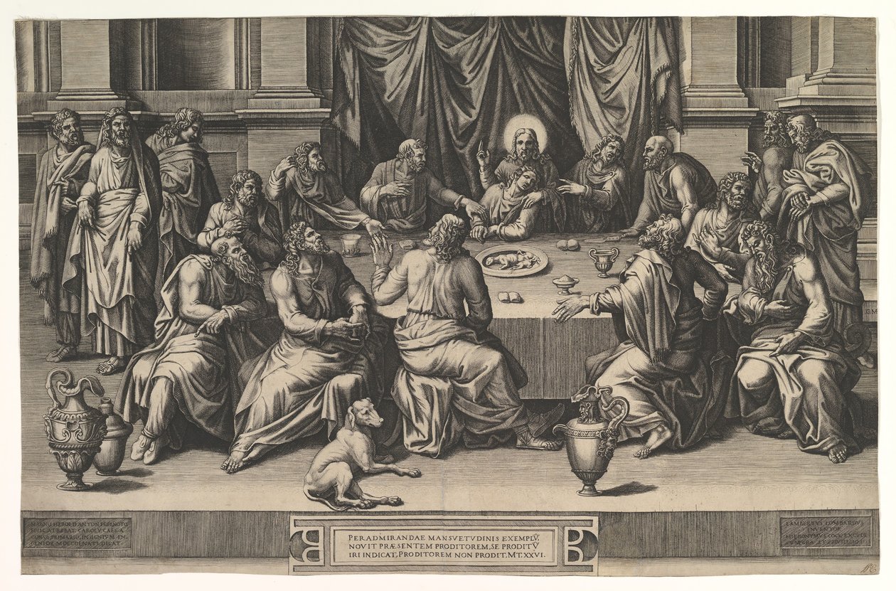 Ostatnia Wieczerza, 1551. autorstwa Giorgio Ghisi