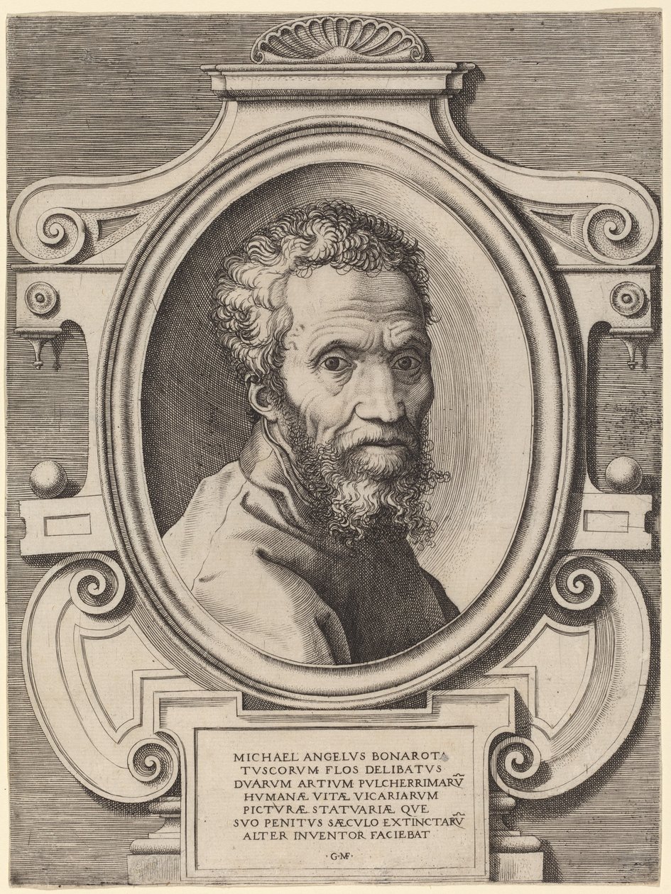 Michał Anioł Buonarroti autorstwa Giorgio Ghisi, after Marcello Venusti