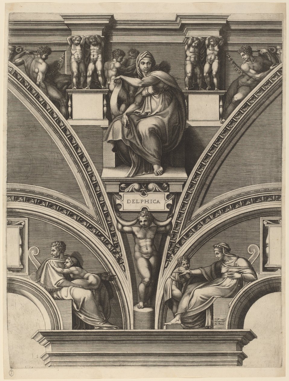 Sybilla delficka autorstwa Giorgio Ghisi after Michelangelo