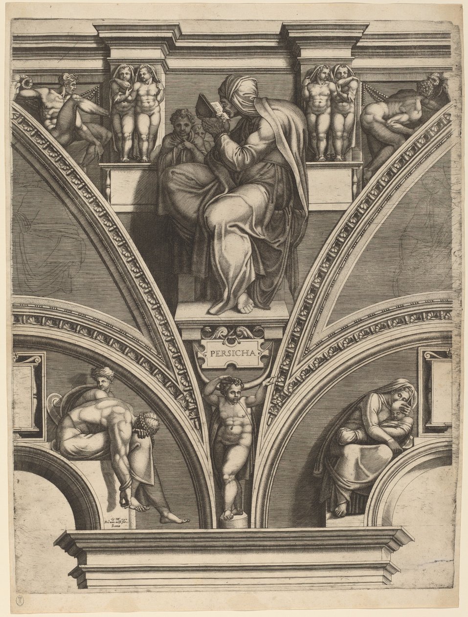 Sybilla perska autorstwa Giorgio Ghisi after Michelangelo