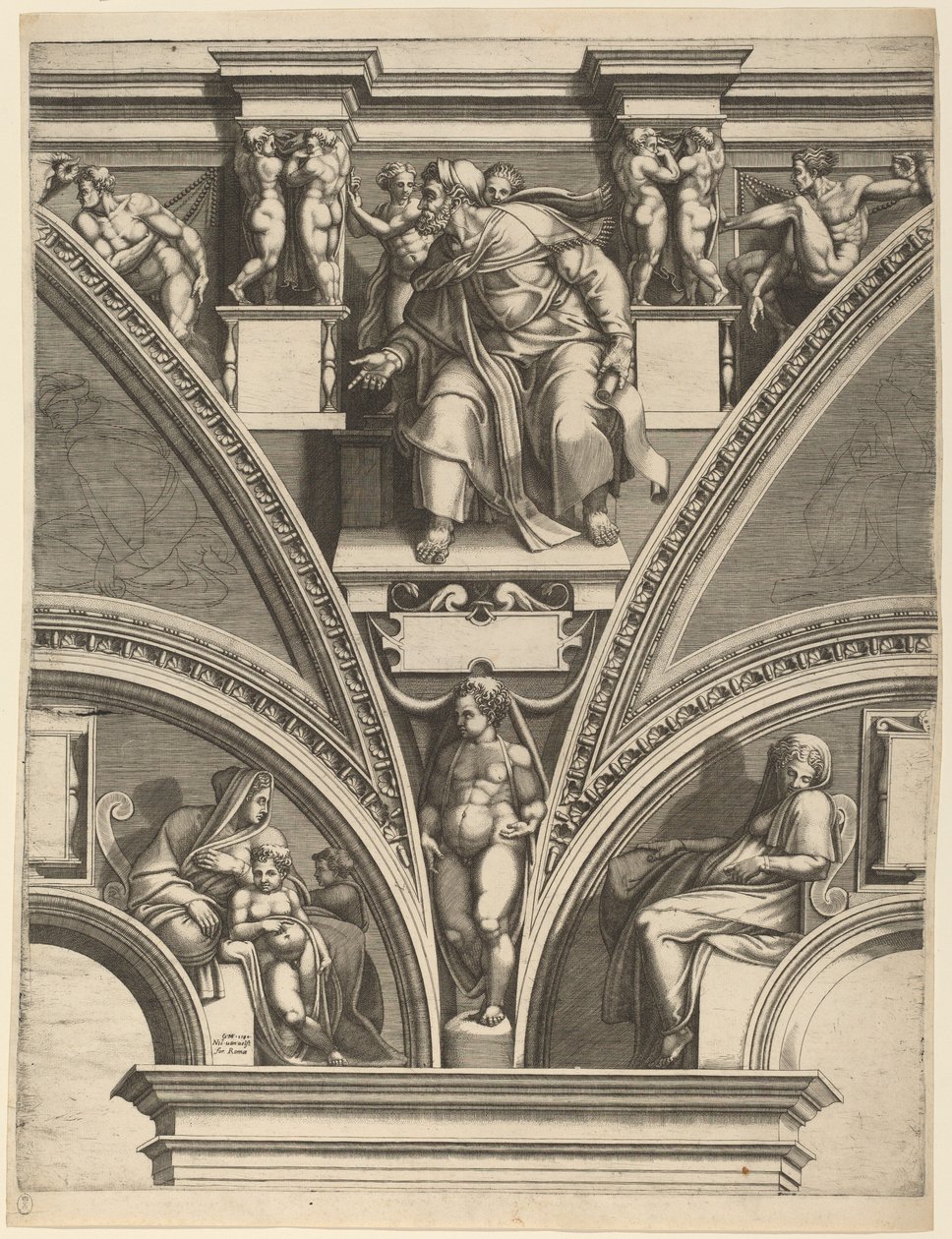 Prorok Ezechiel autorstwa Giorgio Ghisi after Michelangelo