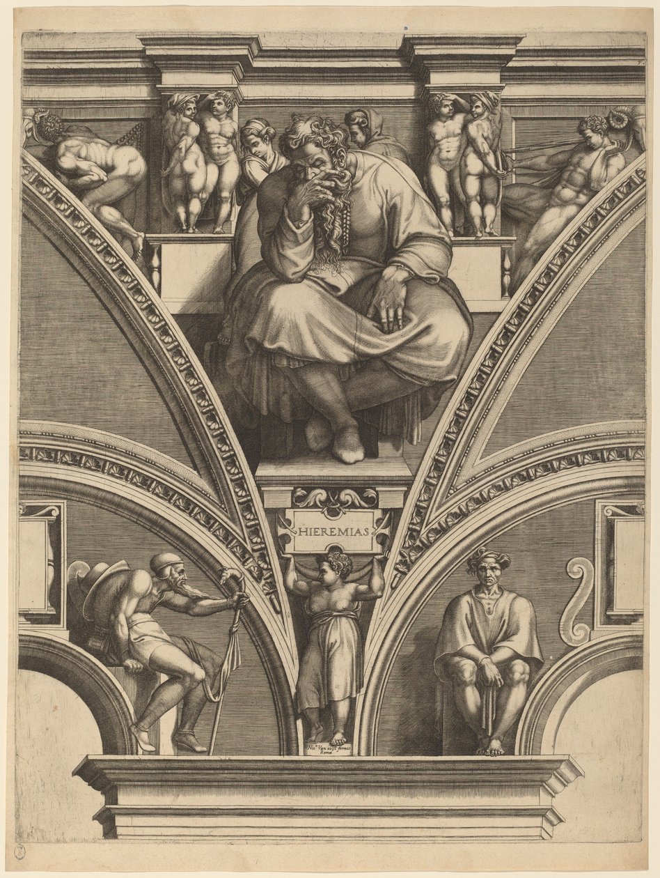 Prorok Jeremiasz autorstwa Giorgio Ghisi after Michelangelo