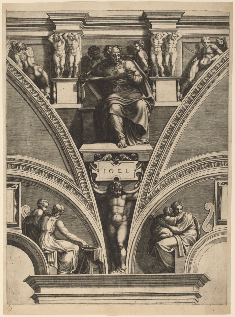 Prorok Joel autorstwa Giorgio Ghisi after Michelangelo