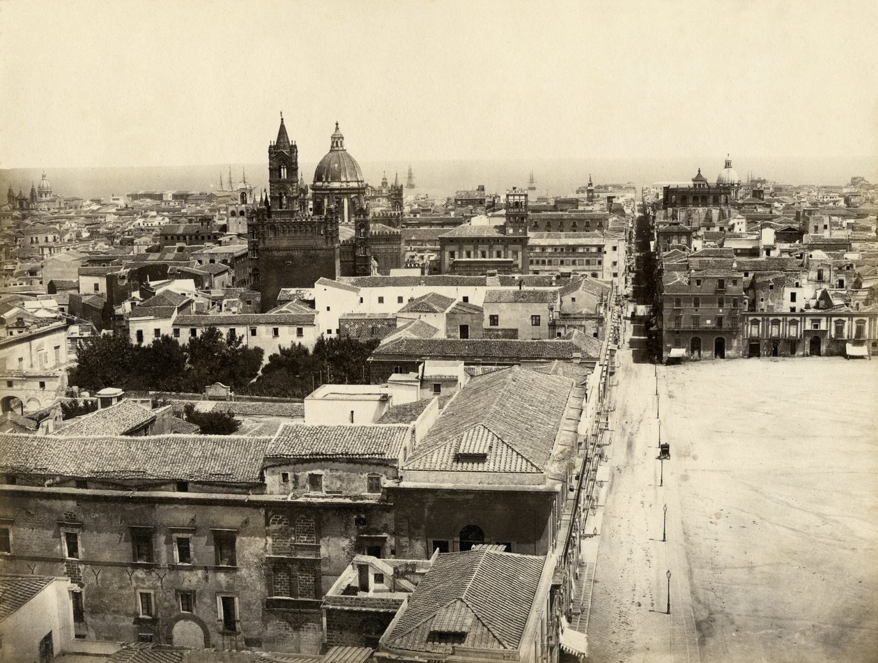 Widok Palermo z Porta Nuova, Sycylia, Włochy, fot. Giorgio Sommer autorstwa Giorgio Sommer