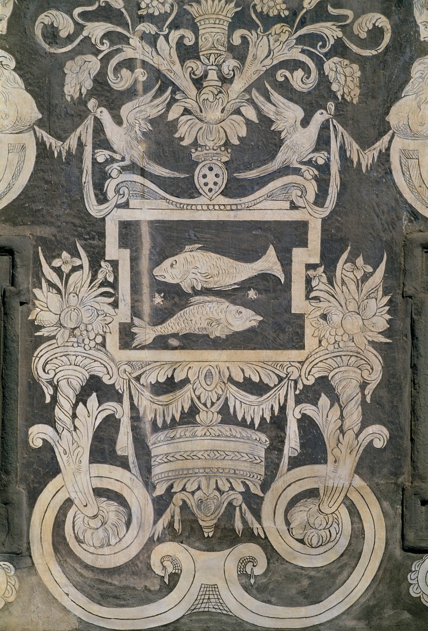 Figury alegoryczne i znaki zodiaku, Giorgio Vasari, Tommaso Battista del Verrocchio i Alessandro Forzori, Palazzo dei Cavalieri lub Palazzo della Carovana, Piazza dei Cavalieri, Piza, Toskania, Włochy autorstwa Giorgio Vasari