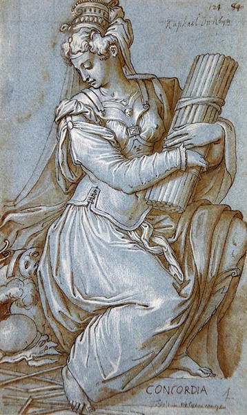 Concordia (długopis, czarny tusz i szary ołówek na papierze) autorstwa Giorgio Vasari