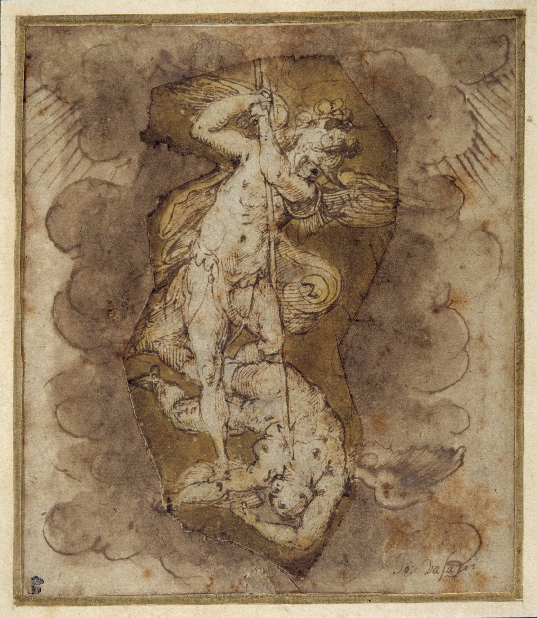 Rysunek przedstawiający anioły ze skarbca św. Michała, ok. 1511-74 (pióro, tusz i pył) autorstwa Giorgio Vasari