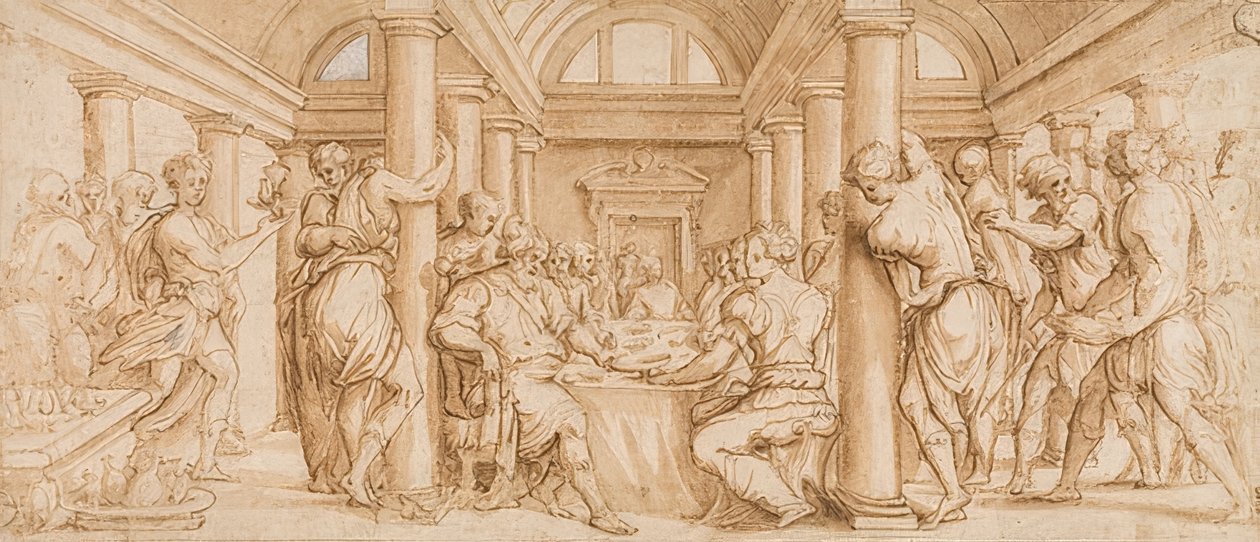 Uczta weselna Estery i Aswerusa autorstwa Giorgio Vasari