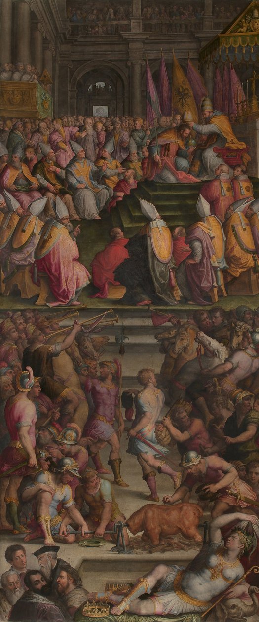 Papież Klemens VII koronował Karola V w Bolonii w latach 1556-1562 autorstwa Giorgio Vasari