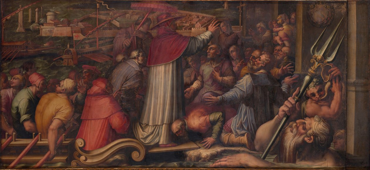 Papież Eugeniusz IV wysiada w Leghorn, by schronić się we Florencji, 1563-1565 autorstwa Giorgio Vasari