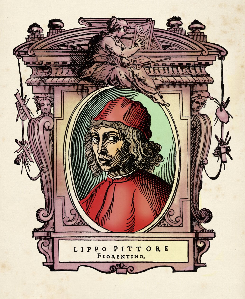 Portret Lippo di Benivieni (XIII-XIV wiek) Rycina z „Żywotów” Giorgio Vasari (1511-1574) 1568 autorstwa Giorgio Vasari