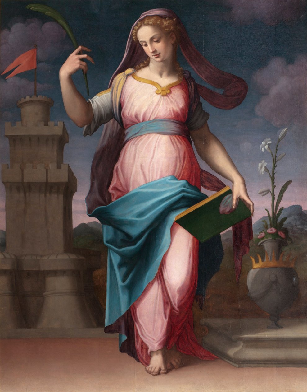 Święta Barbara (św. Barbara) - Obraz Giorgio Vasari (1511-1574), olej na płótnie autorstwa Giorgio Vasari