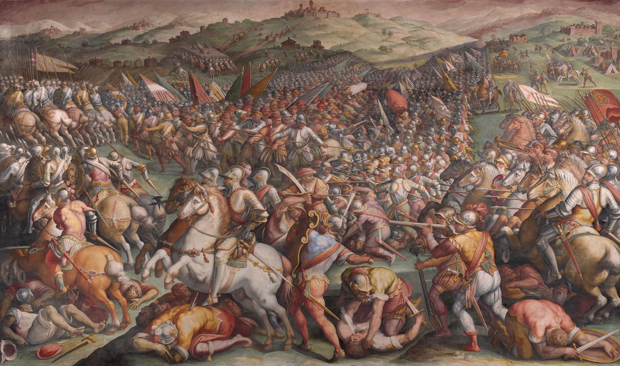 Bitwa pod Marciano w Val di Chiana, 1570-1571 autorstwa Giorgio Vasari