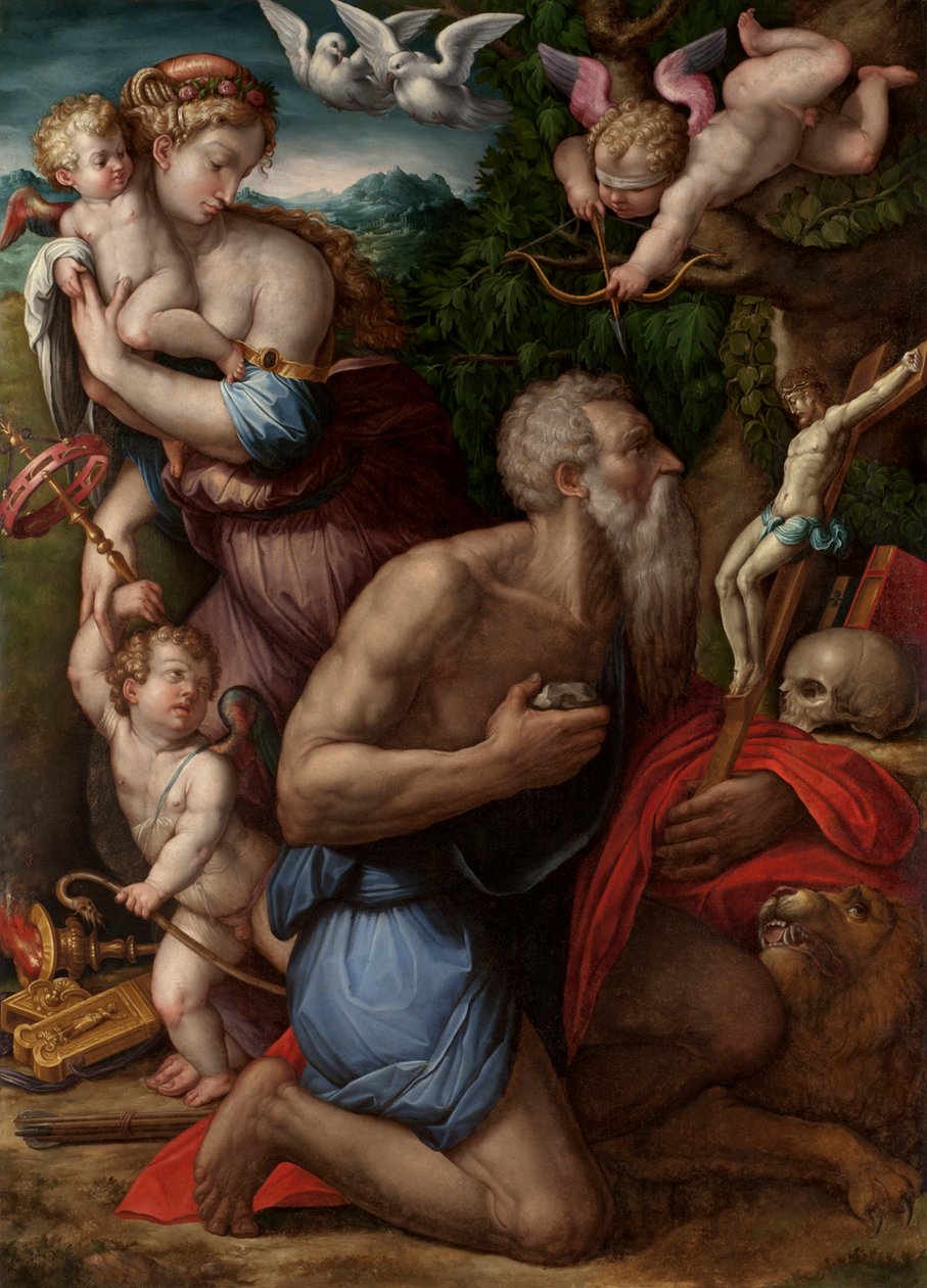 Kuszenie św. Hieronima. autorstwa Giorgio Vasari