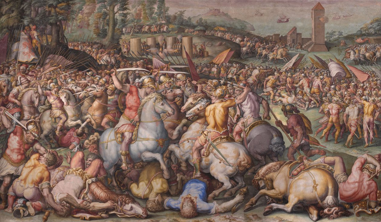Pogrom Pizanów w Torre San Vincenzo, 1568-1571 autorstwa Giorgio Vasari