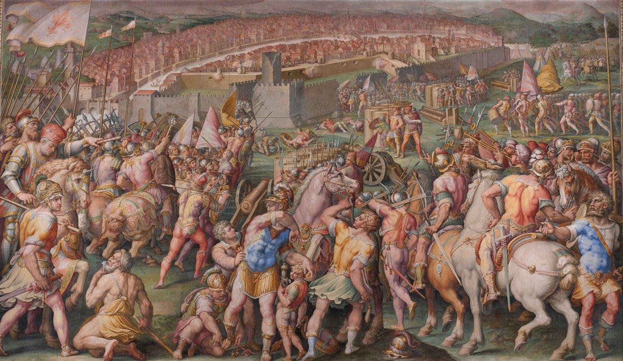 Szturm na twierdzę Stampace w Pizie, 1568-1571 autorstwa Giorgio Vasari