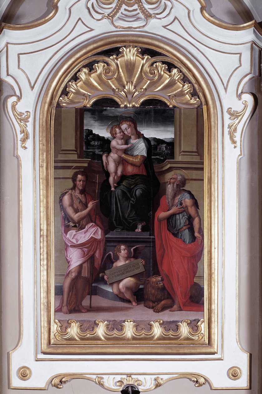 Dziewica w otoczeniu św. Jana Chrzciciela i św. Hieronima (olej na płótnie) autorstwa Giorgio Vasari