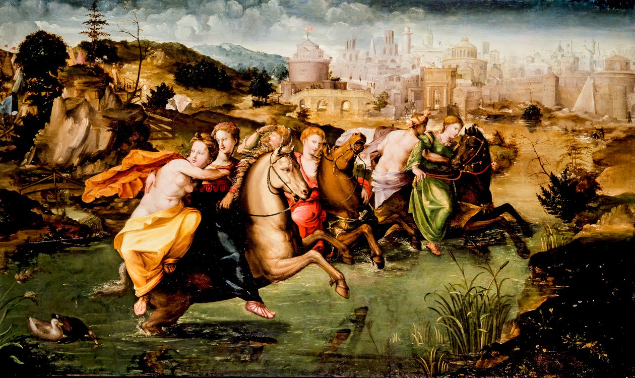 Przeprawa przez Tybr (obraz) autorstwa Giorgio di (1500 1559) Giovanni